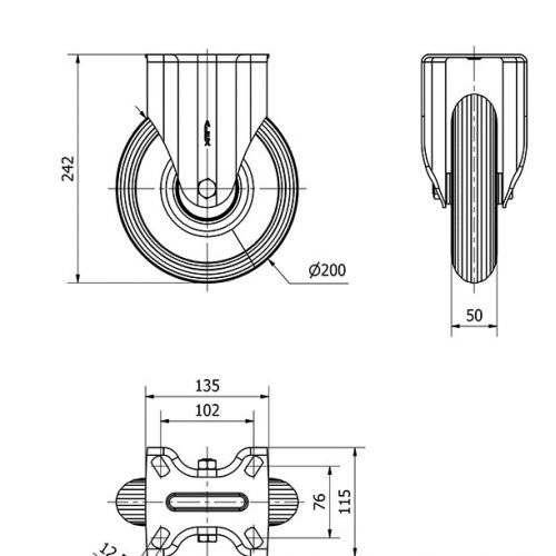 R.FIJA 17ZV200-EMR METALICO-IMPINCHABLE GRIS RODILLOS