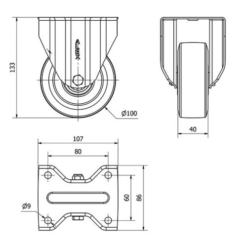 R.FIJA 17ZV100-DEB ALUMINIO-GOMA NEGRA ELASTICA EJE BOLAS