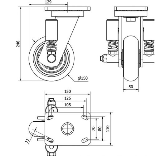 R.GIR.PLACA 10HLSE150-HUAB SUSPENSION POLIUR.NARANJA BOLAS BALONA