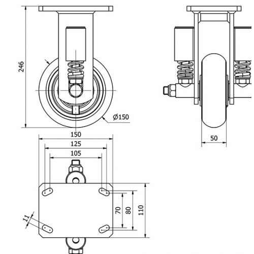 R.FIJA 17HLSE150-HUAB SUSPENSION POLIUR.NARANJA EJE BOLAS BALONA