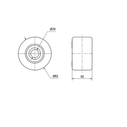 RODILLO TRANSPALETA KNB80-20-50 NYLON BLANCO EXTRAFUERTE EJE BOLAS