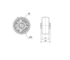 RUEDA BP40-5,3-20 PLASTICO BLANCO EJE LISO