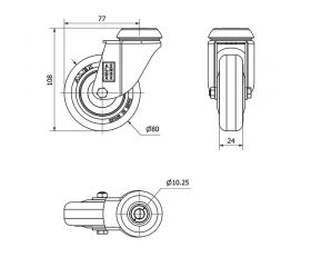 R.GIR.AGUJERO M10 INOX.20BHI80CP-PPI POLIAMIX-POLIUR.ROJO EJE LISO