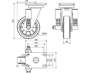 R.GIR.PLACA 10HLSE160-DEB SUSPENSION GOMA NEGRA ELASTICA EJE BOLAS