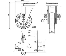 R.GIR.PLACA 10HLSE150-FTB SUSPENSION NYLON BLANCO EXTRAF.EJE BOLAS