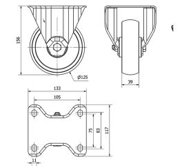 R.FIJA 110-125-2 NYLON BLANCO EJE RODILLOS