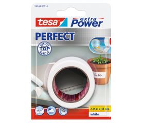 tesa Extra Power Perfect. Cinta de tejido Extrafuerte - Blister - 2,75m x 38mm Blanca