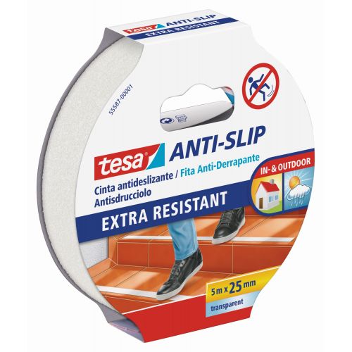 tesa Cintas Antideslizantes 5m x 25mm Blanca transp.