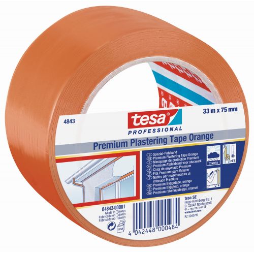 tesa 4843 Cinta de revoco Premium 33m x 75mm Naranja