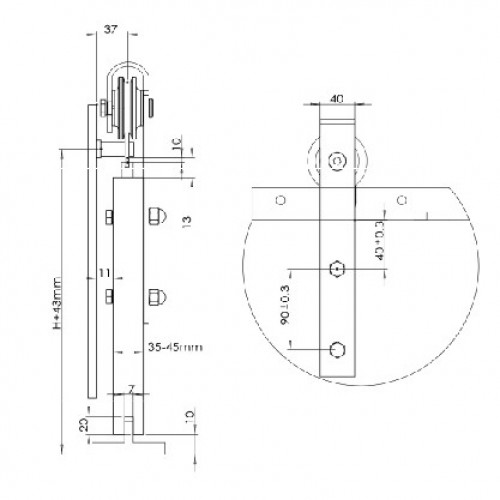 KIT PUERTA CORREDERA RUSTICO PCR01 2mts NE