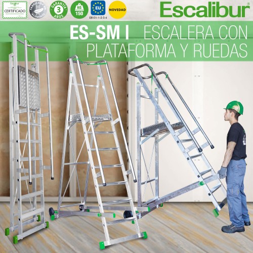 ES-SM | Escalera de almacén con plataforma y ruedas