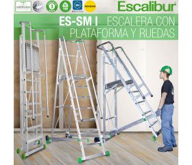 ES-SM | Escalera de almacén con plataforma y ruedas