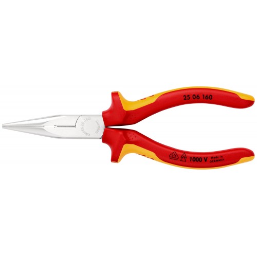 Knipex Alicate de montaje boca cigüeña (boca recta) con mangos bicomponentes aislados 160 mm