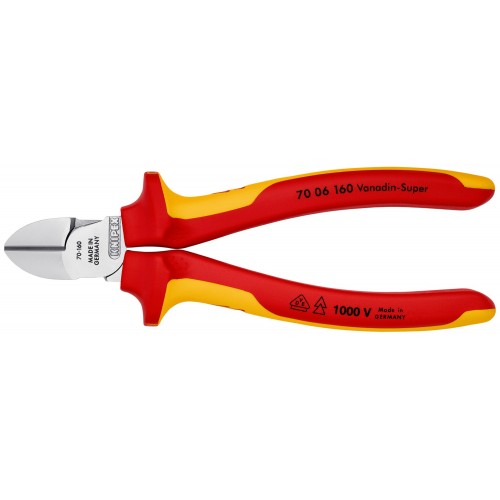 Knipex Alicate de corte diagonal con mangos bicomponentes aislados 160 mm