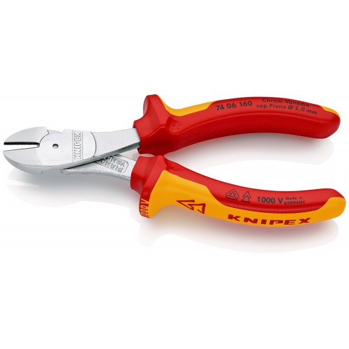 Knipex Alicate de corte diagonal de fuerza con mangos bicomponentes aislados 160 mm