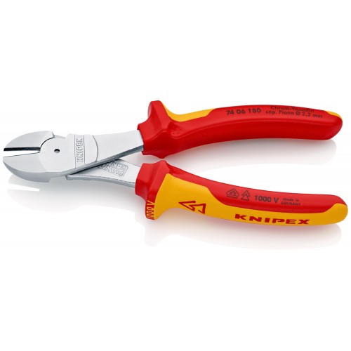 Knipex Alicate de corte diagonal de fuerza con mangos bicomponentes aislados 180 mm