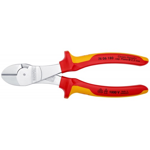 Knipex Alicate de corte diagonal de fuerza con mangos bicomponentes aislados 180 mm