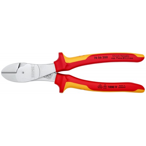 Knipex Alicate de corte diagonal de fuerza con mangos bicomponentes aislados 200 mm