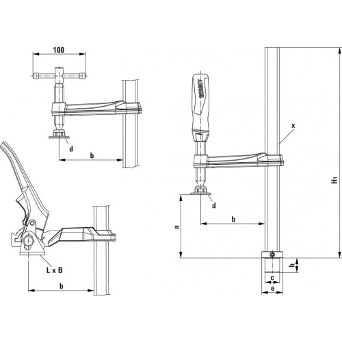 Bessey Mordaza para bancos y mesas de soldadura TW28-30-12H