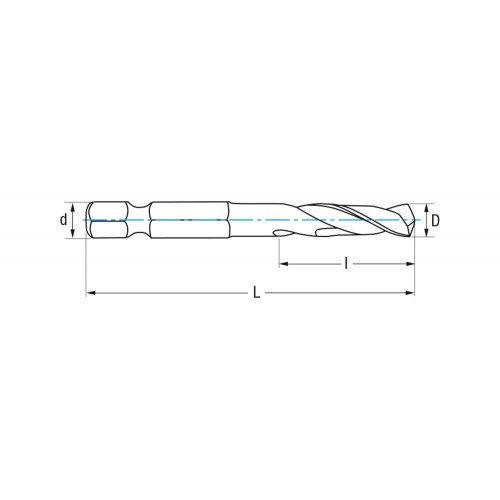 REF. 1611 BROCA HSS HEXAGONAL EXTRA CORTA 1/4 DIN E6.3 METAL