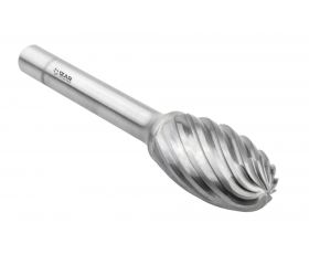 FRESA ROTATIVA METAL DURO TIPO E GOTA-OVAL - 9257 - 12,70x06,00 mm DENTADO INOX