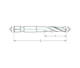 REF. 1611 BROCA HSS HEXAGONAL EXTRA CORTA 1/4 DIN E6.3 METAL