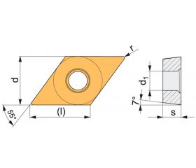 REF. 8515 PLAQUITA INTERCAMBIABLE TORNEADO DCGT 55º POSITIVA ALUMINIO