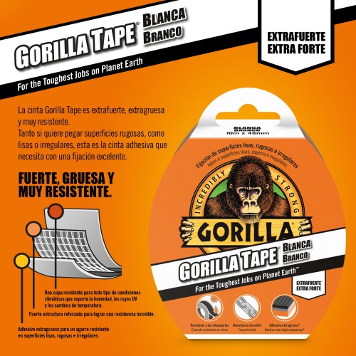 CINTA AMERICANA REFORZADA GORILLA TAPE BLANCA 27,4 M X 48 mm