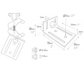 PINZA ACCESORIO PUNTALES MULTICLAMP BASE REGULABLE