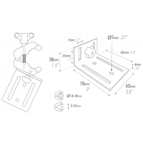 PINZA ACCESORIO PUNTALES MULTICLAMP BASE REGULABLE