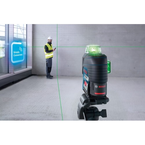 Bosch Professional Sistema 12V Nivel Láser GLL 3-80 CG (1 batería 12V + cargador, láser verde, interior, conexión Bluetooth, alcance hasta 30 m, soporte universal BM1, en L-BOXX)