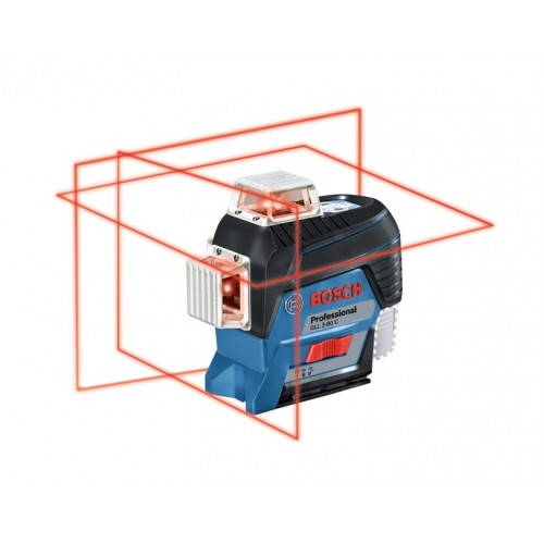 Bosch Professional Sistema 12V Nivel Láser GLL 3-80 C (sin batería ni cargador, láser rojo, interior, conexión Bluetooth, alcance hasta 30 m, soporte universal BM1, en L-BOXX)