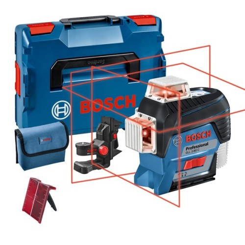 Bosch Professional Sistema 12V Nivel Láser GLL 3-80 C (sin batería ni cargador, láser rojo, interior, conexión Bluetooth, alcance hasta 30 m, soporte universal BM1, en L-BOXX)