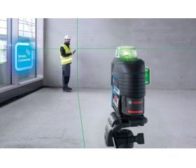 Bosch Professional Sistema 12V Nivel Láser GLL 3-80 CG (1 batería 12V + cargador, láser verde, interior, conexión Bluetooth, alcance hasta 30 m, soporte universal BM1, en L-BOXX)