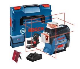 Bosch Professional Sistema 12V Nivel Láser GLL 3-80 C (1 batería 12V + cargador, láser rojo, interior, conexión Bluetooth, alcance hasta 30 m, soporte universal BM1, en L-BOXX)