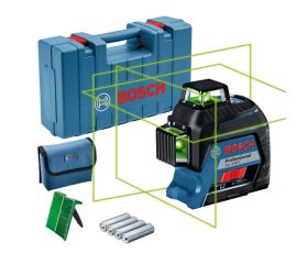 Bosch Professional Nivel láser GLL 3-80 G (láser verde, interior, alcance: hasta 30m, 4 pilas AA, maletín)