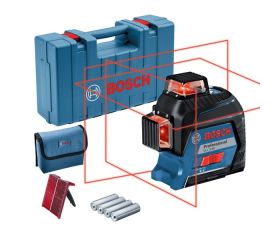 Bosch Professional Nivel láser GLL 3-80 (láser rojo, interior, alcance: hasta 30m, 4 pilas AA, maletín)