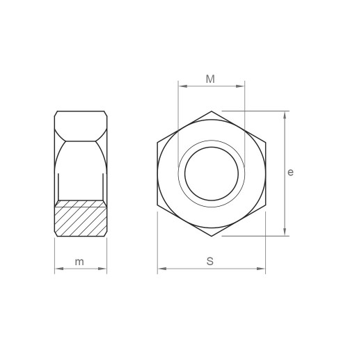 DIN 934 ZP ~ ISO 4032, Tuerca hexagonal en acabado zincado