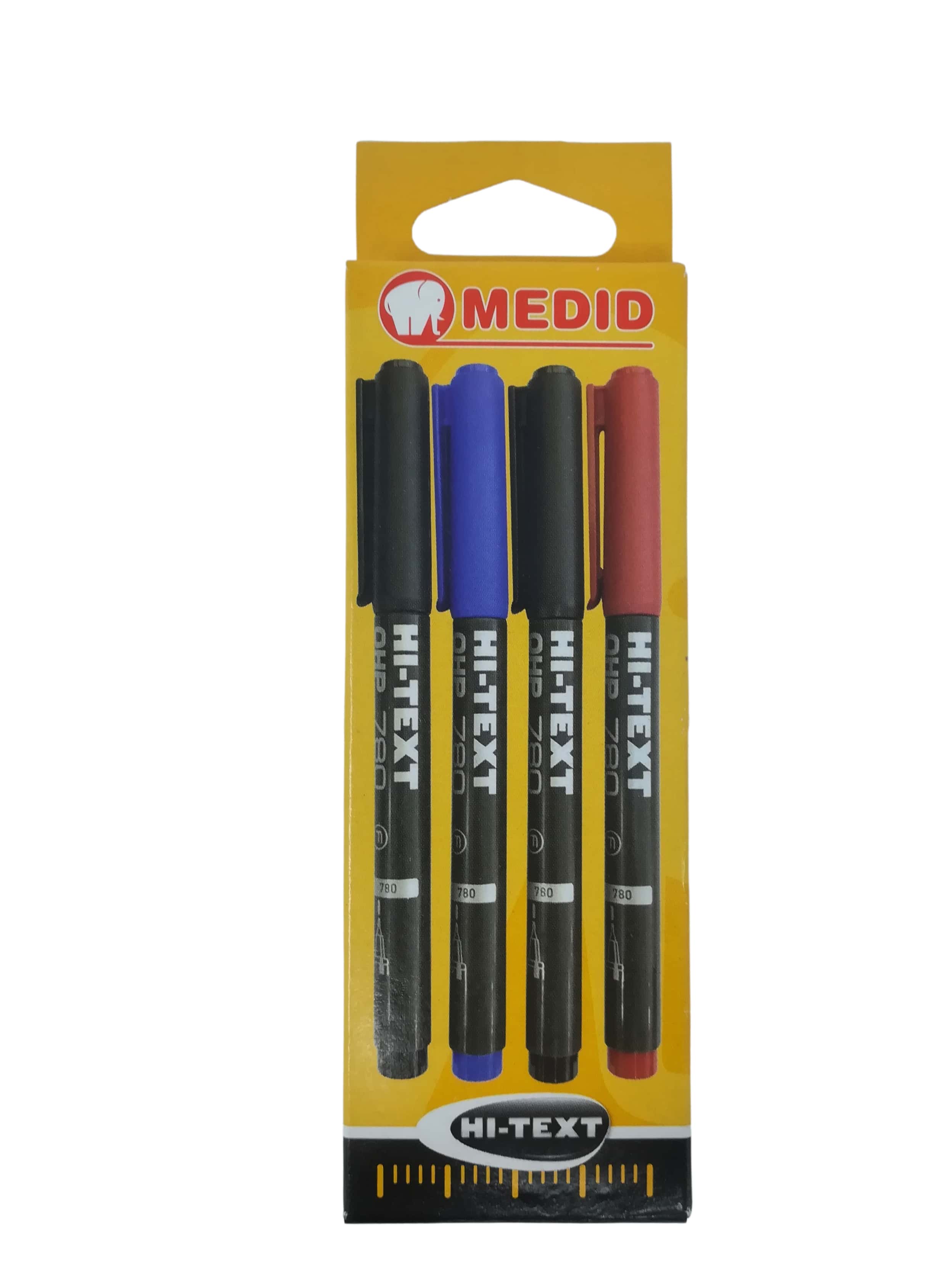 MEDID - 4 marcadores punta fina negro, rojo y azul