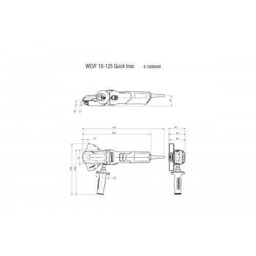 WEVF 10-125 Quick Inox Amoladora angular de cabeza plana