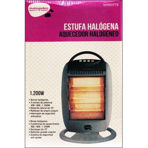 ESTUFA ELECTRICA HALOGENA OSCILANTE VIVAHOGAR 1200W