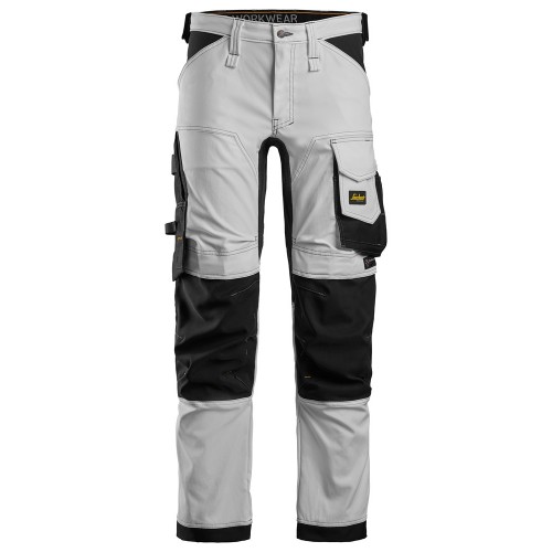 6341 Pantalones largos de trabajo elásticos AllroundWork blanco-negro talla 160