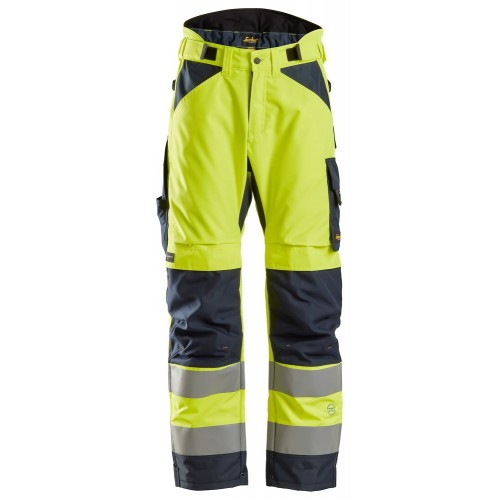 6639 Pantalones largos de trabajo aislantes 37.5® de alta visibiidad clase 2 AllroundWork amarillo/ azul marino