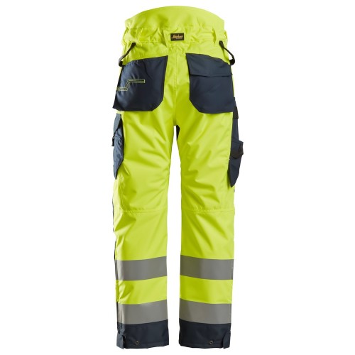 6639 Pantalones largos de trabajo aislantes 37.5® de alta visibiidad clase 2 AllroundWork amarillo/ azul marino