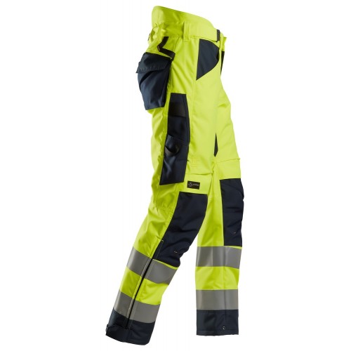 6639 Pantalones largos de trabajo aislantes 37.5® de alta visibiidad clase 2 AllroundWork amarillo/ azul marino