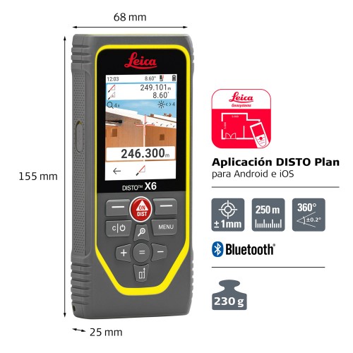 Medidor láser Disto X6 de 250 m con cámara