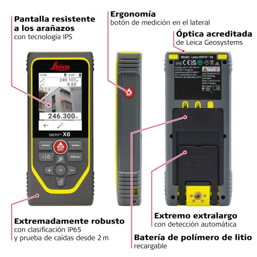 Medidor láser Disto X6 de 250 m con cámara