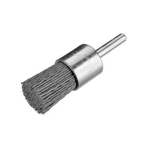 Cepillo pincel de filamento abrasivo con vástago de 6 mm Ø 0,90 mm y grano 180 (10x45x25 )