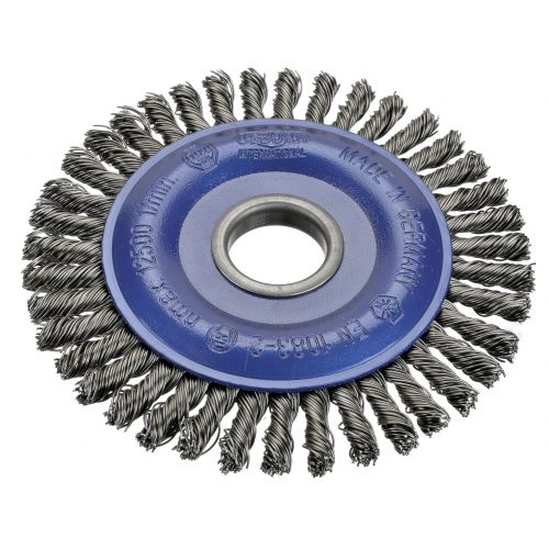 Cepillo circular acero de alambre trenzado especial soldadura con agujero 22,2 mm y filamento de Ø 0.50 mm (165x6 )