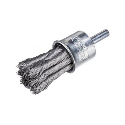 Cepillo pincel alambre trenzado de acero con vástago de 6 mm filamento Ø 0.35 mm (30x29)